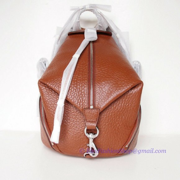NWT Rebecca Minkoff Julian Large Leather Backpack Dark Luggage BROWN Authentic - Picture 2 of 12